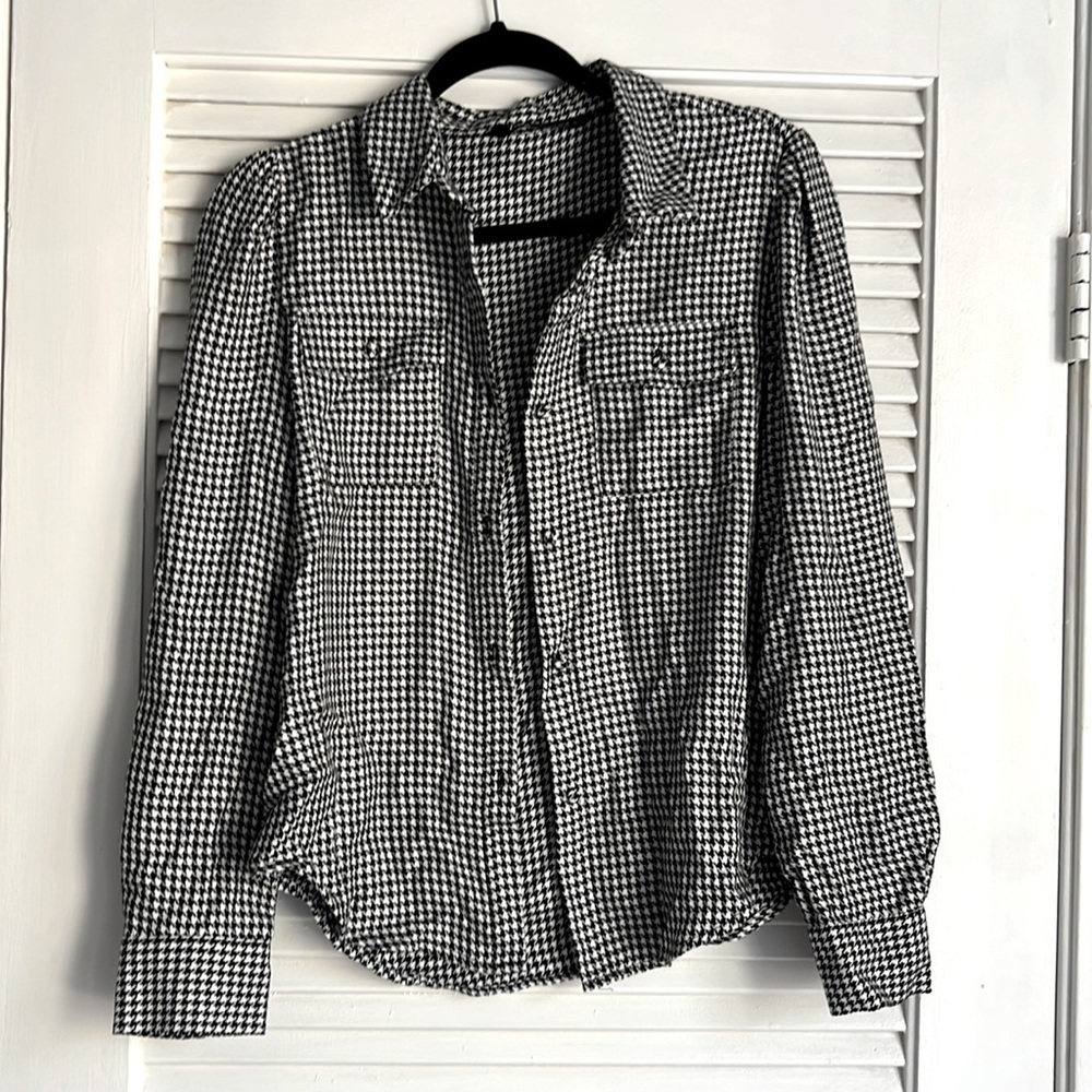 Zara houndstooth blouse
